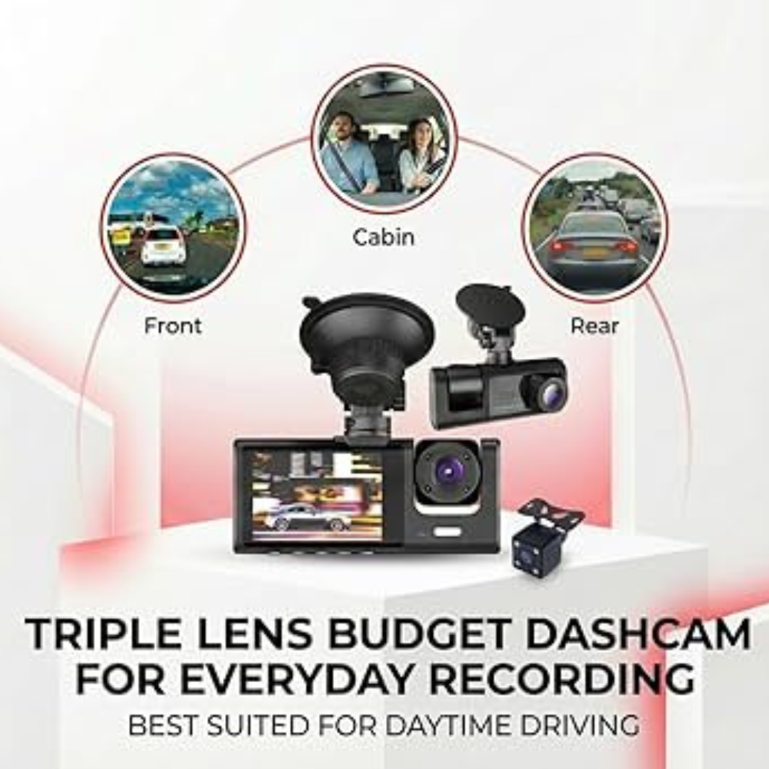 3-Lens Car Dash Camera