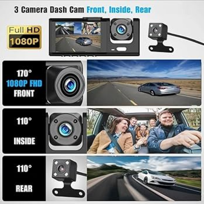 3-Lens Car Dash Camera