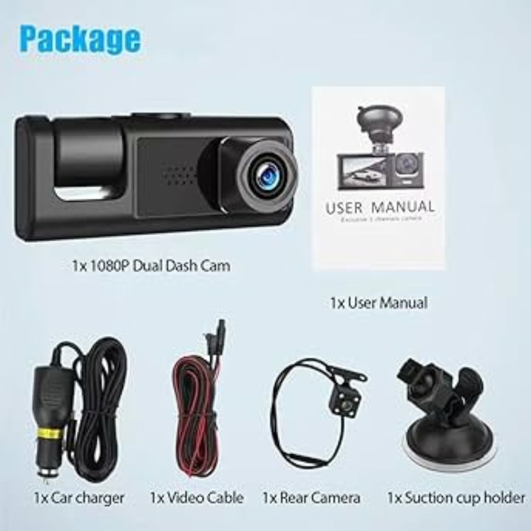 3-Lens Car Dash Camera