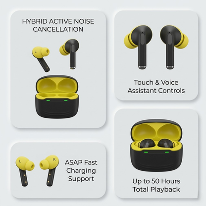 Hybrid ANC Wireless Earbuds